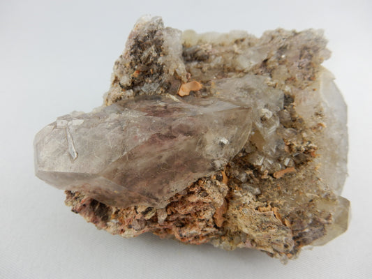 Gemmy smokey "floater" crystal of finely rutilized quartz - sparkles in sunshine