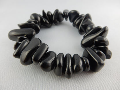 Genuine "Elite" Shungite tumbled bead bracelet on elastic