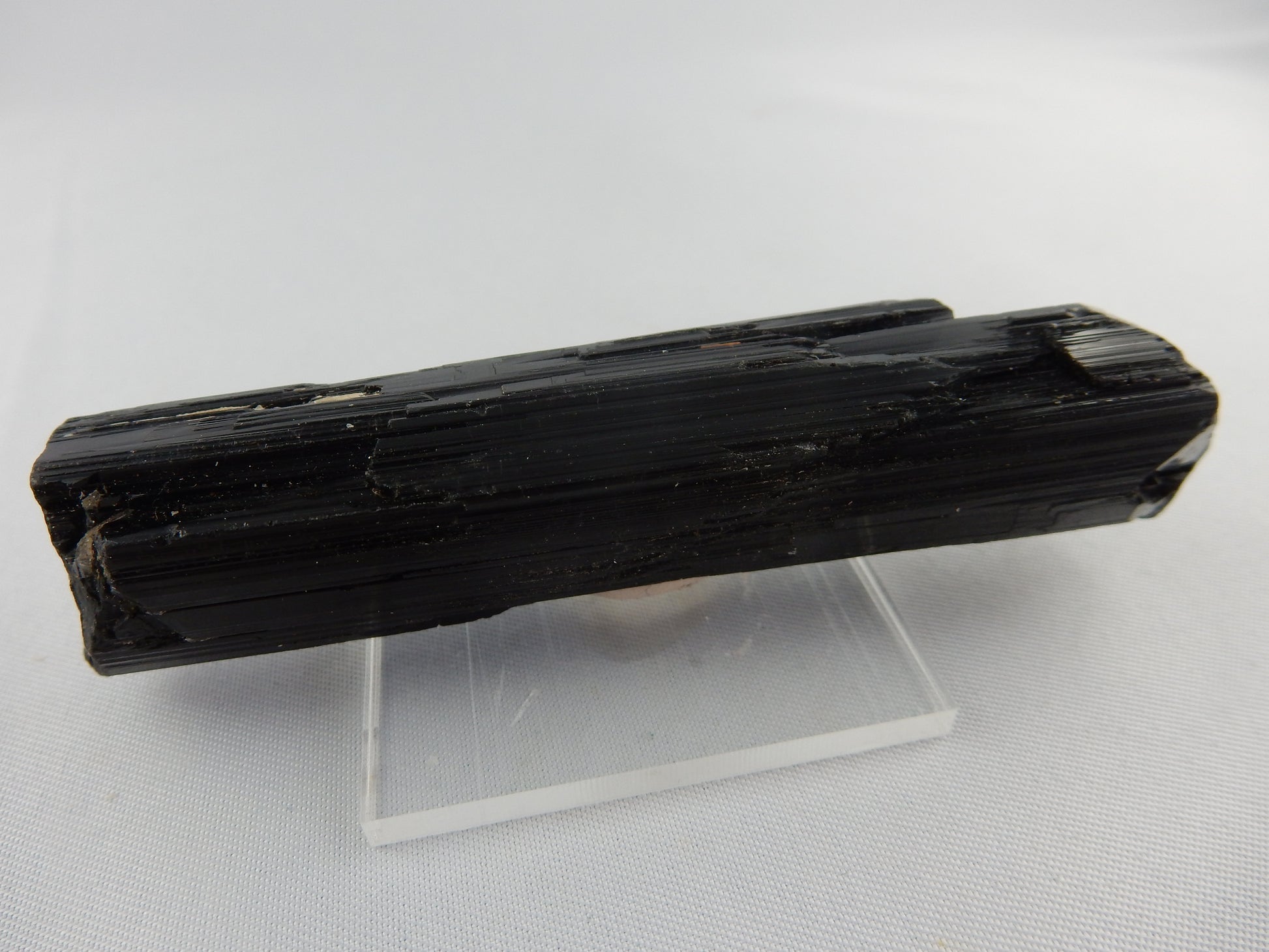 big complete perfect gemmy black terminated Tourmaline - with multiple terminated "side-cars" crystals - gemmy striations
