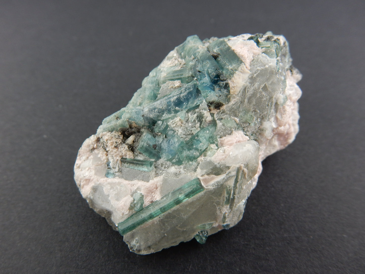 Tourmaline - blue "Indicolite" Cluster on Quartz
