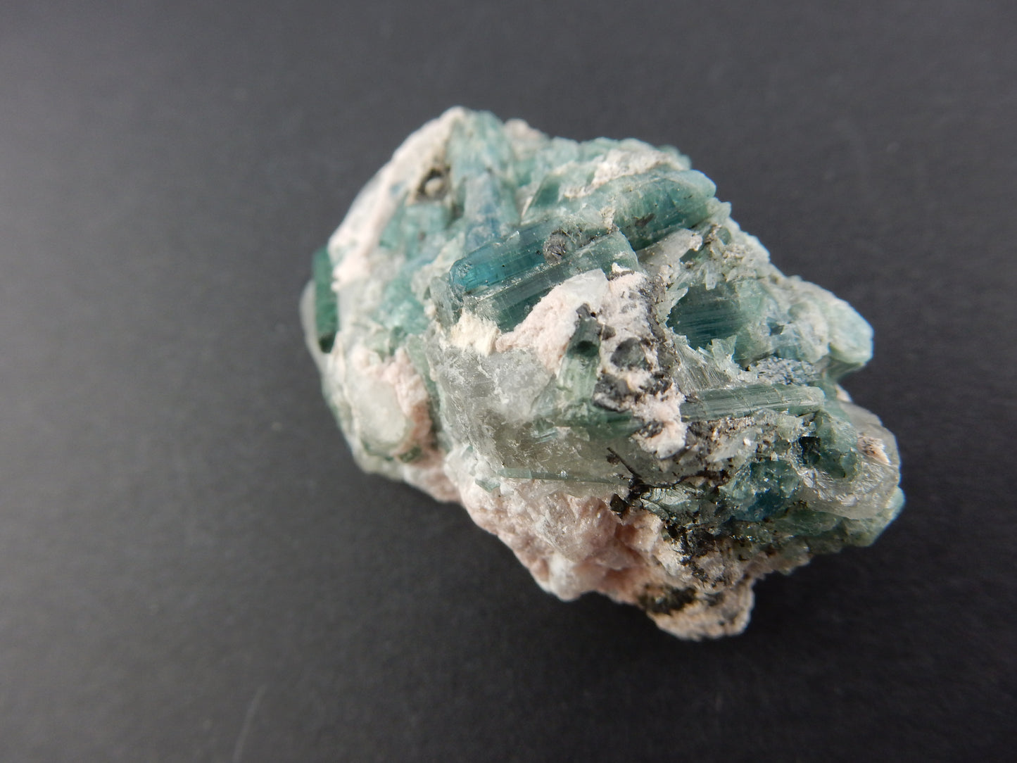 Tourmaline - blue "Indicolite" Cluster on Quartz