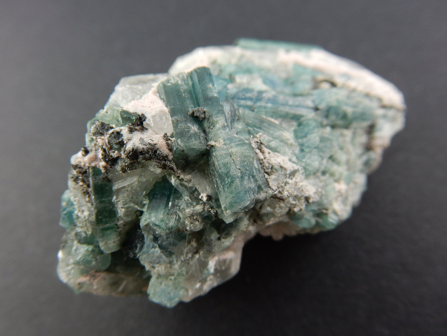 Tourmaline - blue "Indicolite" Cluster on Quartz