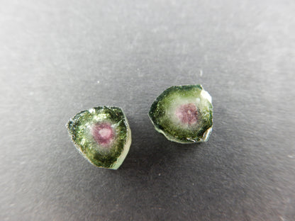 amazing nature's art - watermelon tourmaline pair perfect for jewerly - all natural