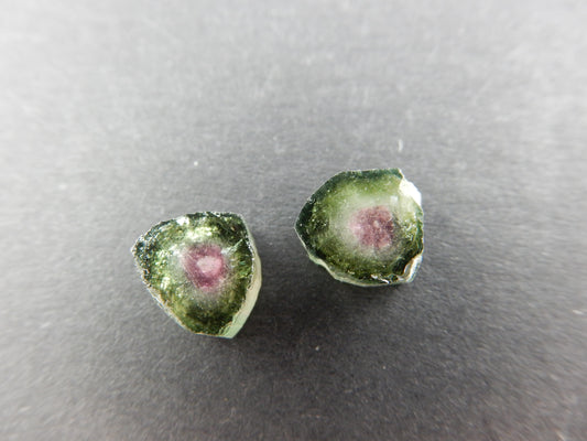 amazing nature's art - watermelon tourmaline pair perfect for jewerly - all natural