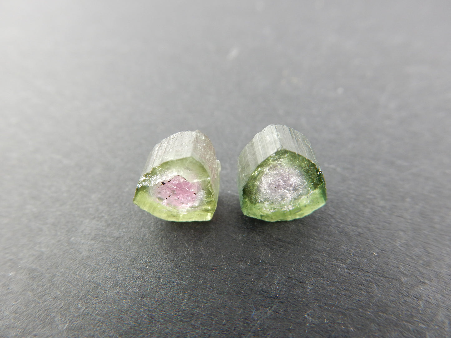 amazing nature's art - watermelon tourmaline pair perfect for jewerly - all natural
