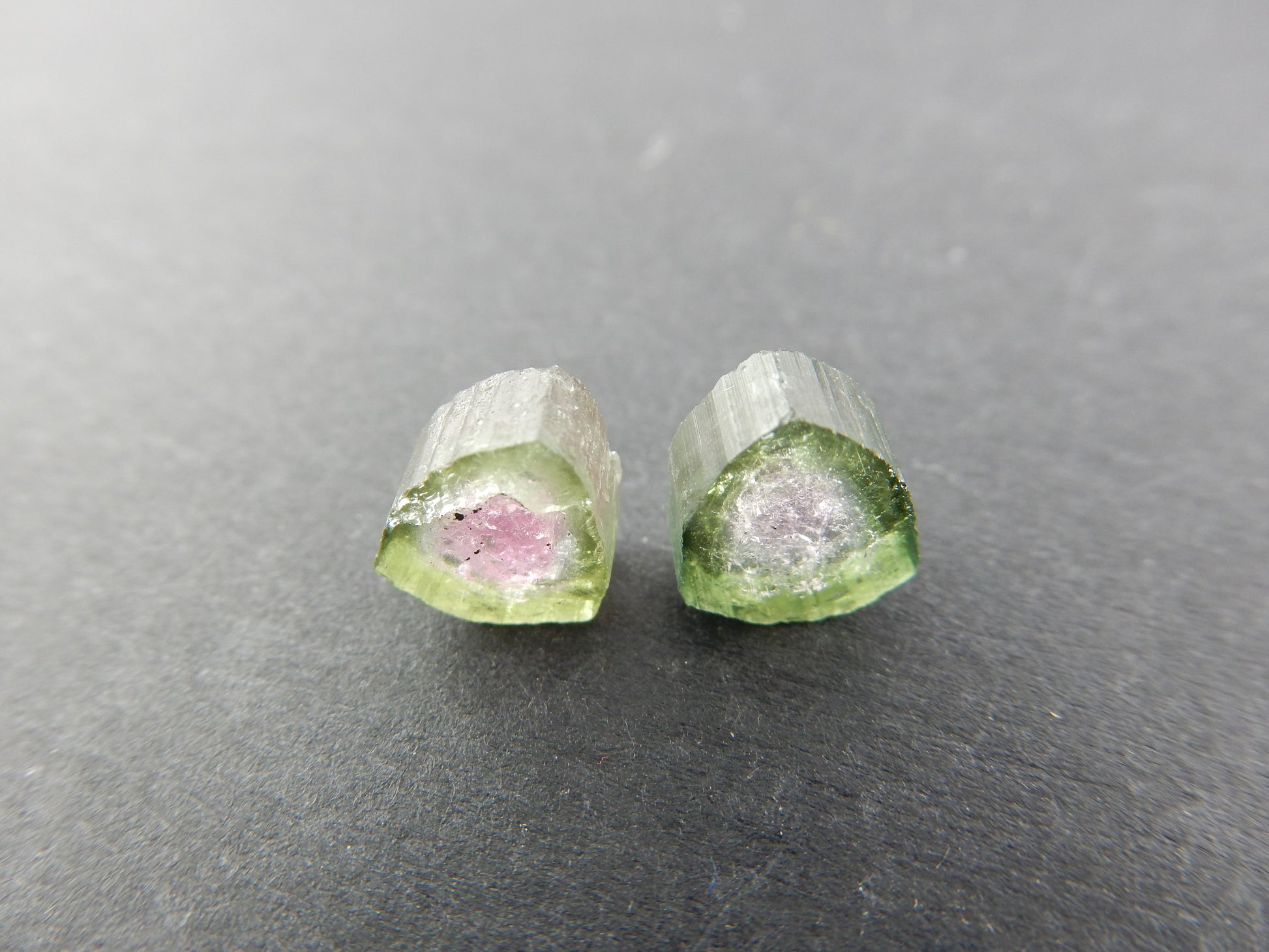 amazing nature's art - watermelon tourmaline pair perfect for jewerly - all natural