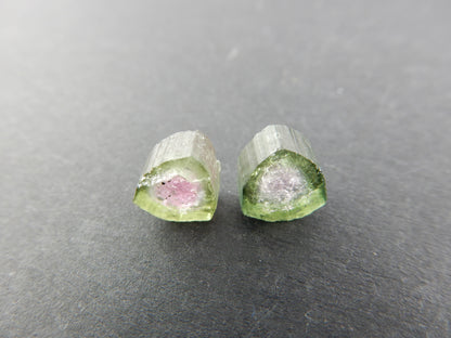 amazing nature's art - watermelon tourmaline pair perfect for jewerly - all natural