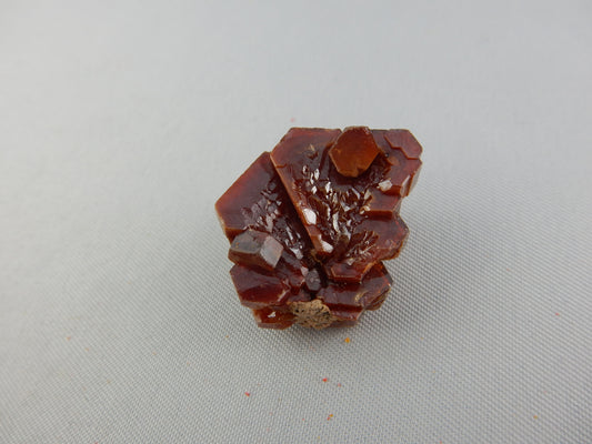 Gemmy - red-orange terminated all around "floater" repeated hexagons in an interesting hollow "stack" cluster
