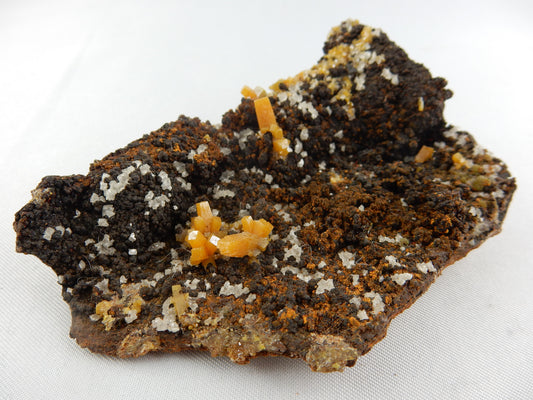 yellow Wulfenite unique terminated multiple cluster with Mimetite on matrix
