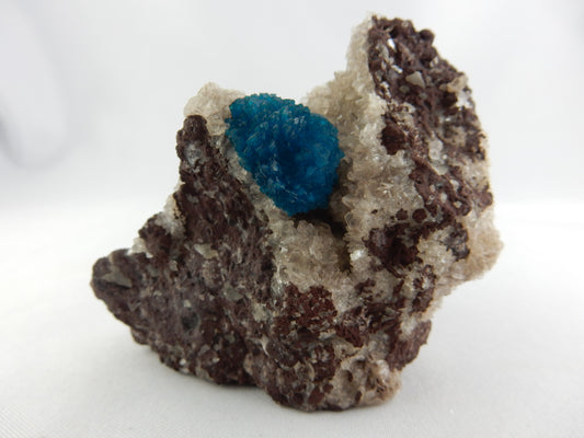 unusually large specimen of Blue Cavansite perched on a bed of dolomite/quartz