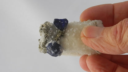 Lazurite on Calcite with Pyrite