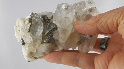 Quartz - DT Tabbys with Muscovite on Feldspar
